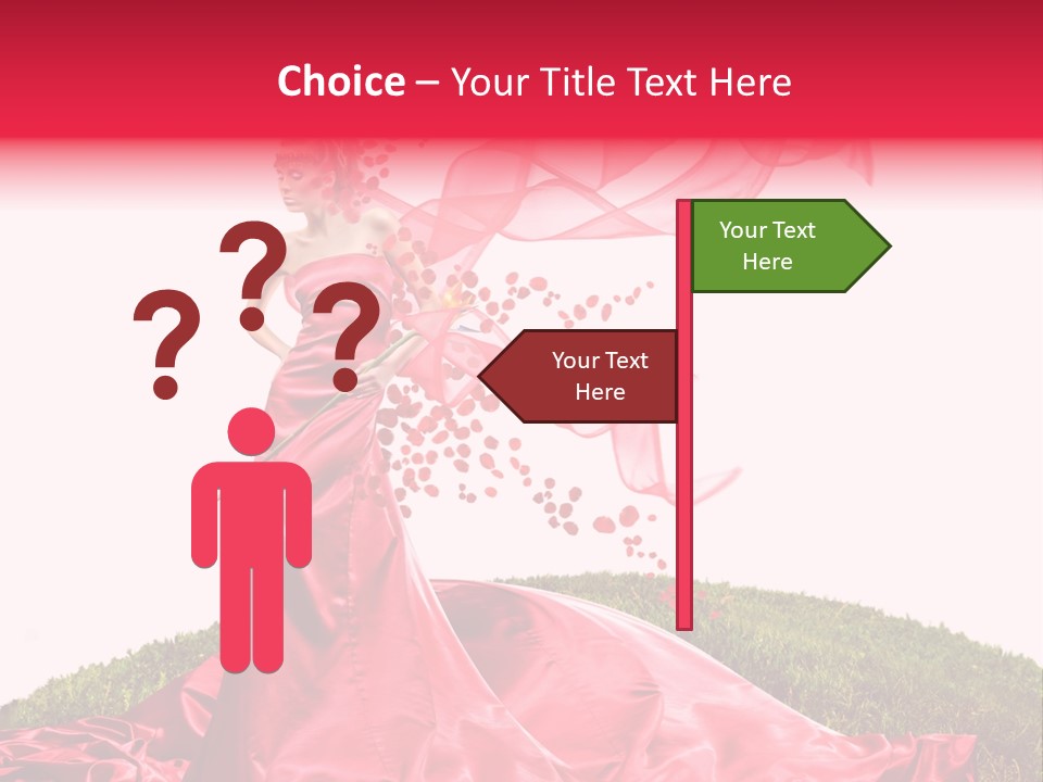 Beautiful Girl In Red Dress PowerPoint Template