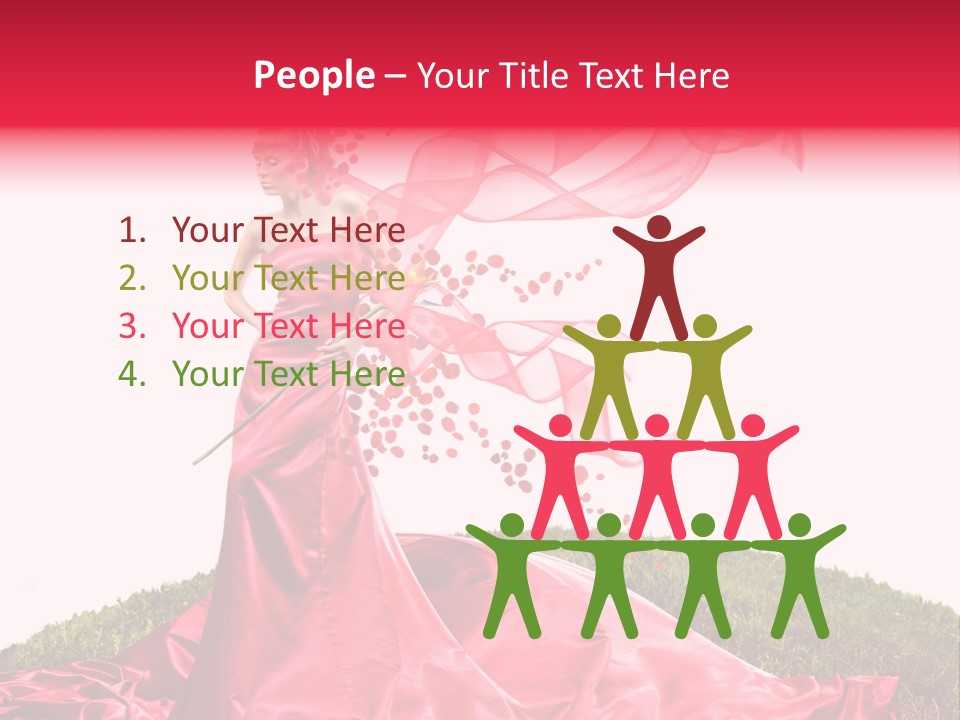 Beautiful Girl In Red Dress PowerPoint Template