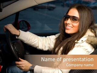 Woman Driving Car PowerPoint Template