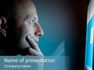 Man Working At Night PowerPoint Template