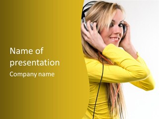 Isolated Listening Woman PowerPoint Template