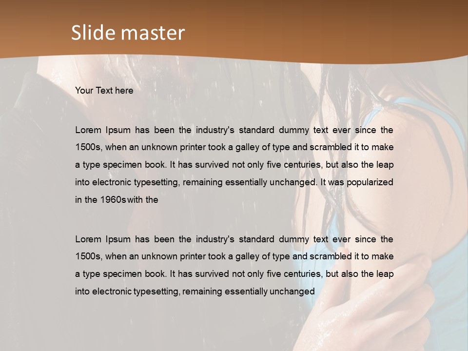 Couple Hugging In The Rain PowerPoint Template