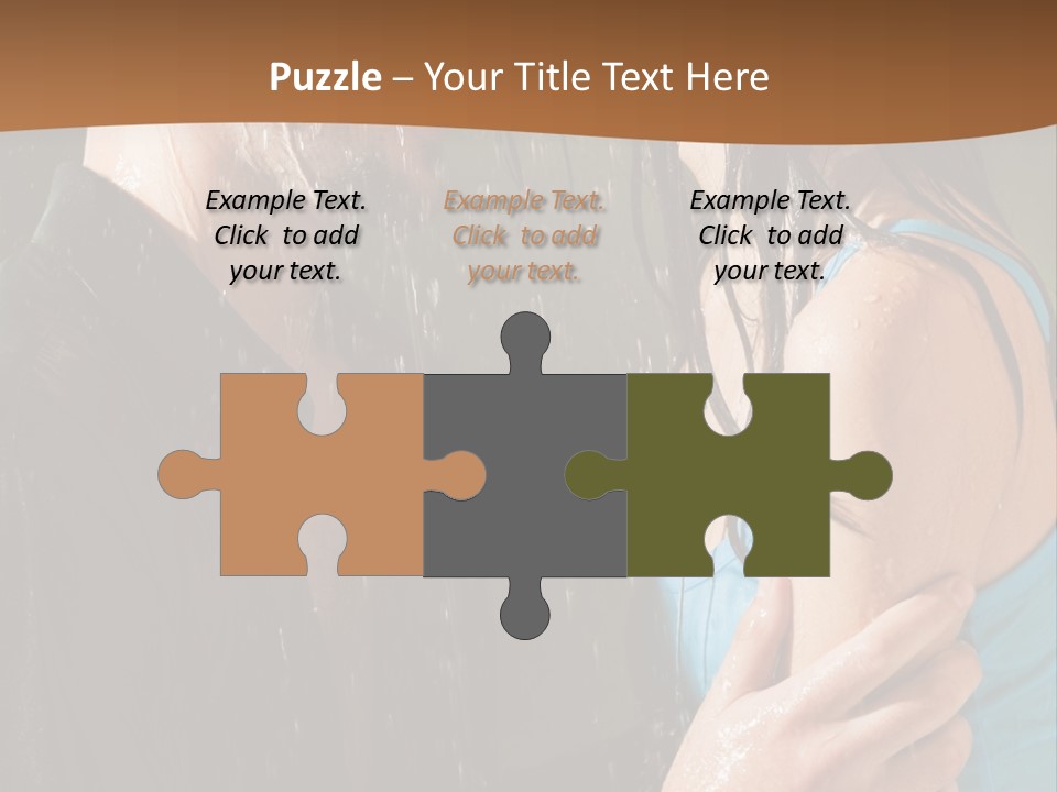 Couple Hugging In The Rain PowerPoint Template