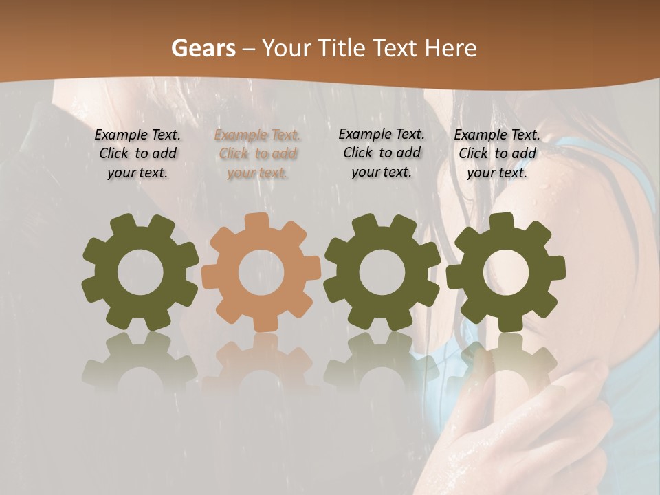 Couple Hugging In The Rain PowerPoint Template