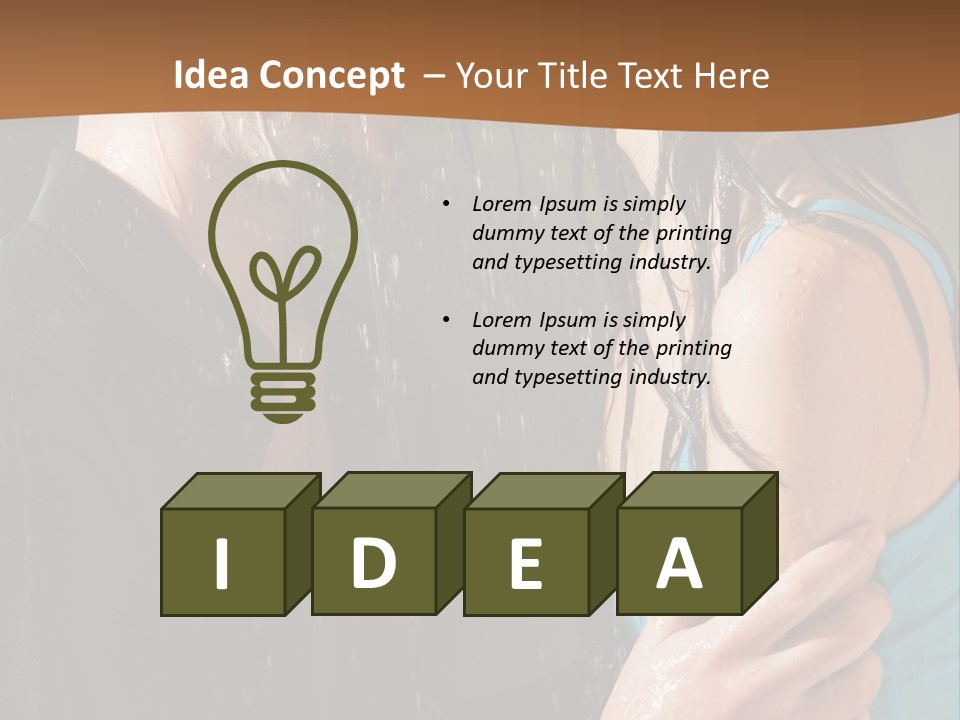 Couple Hugging In The Rain PowerPoint Template