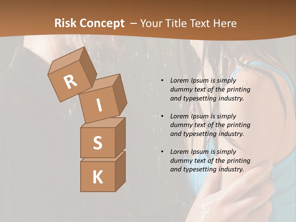 Couple Hugging In The Rain PowerPoint Template