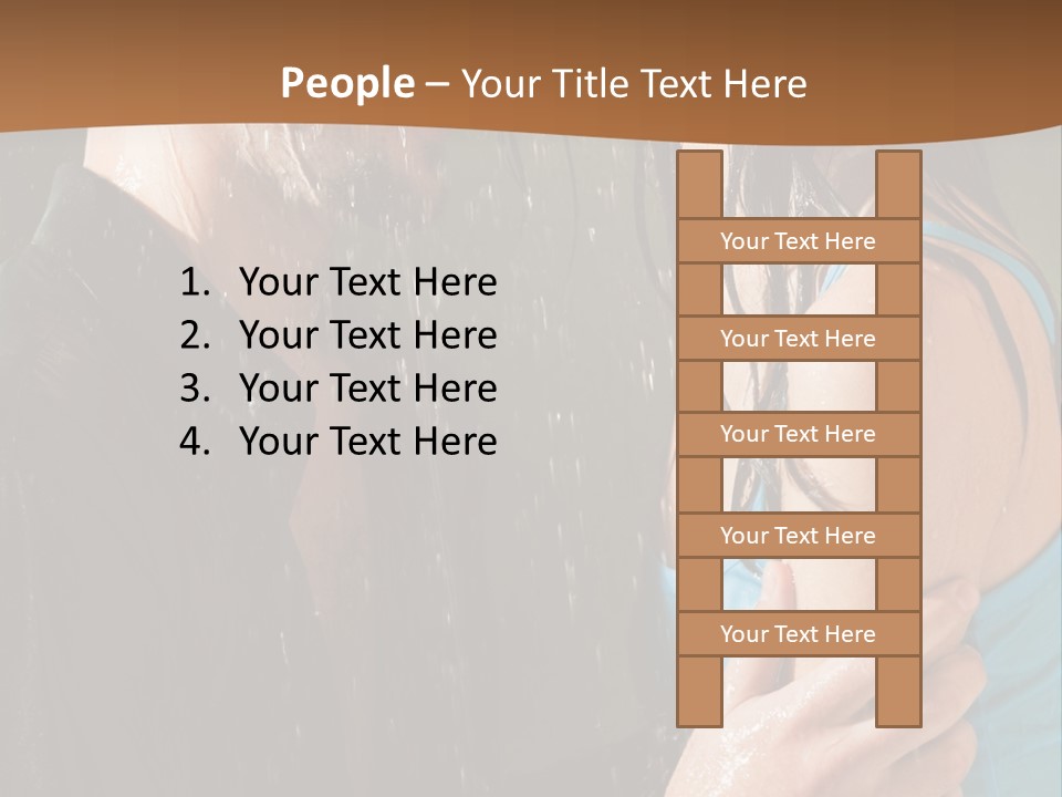 Couple Hugging In The Rain PowerPoint Template