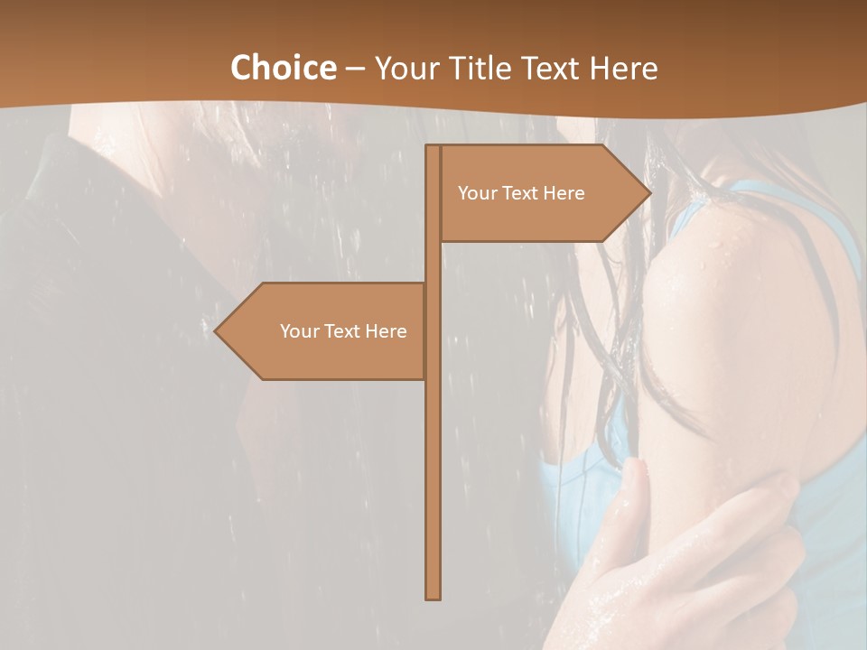Couple Hugging In The Rain PowerPoint Template