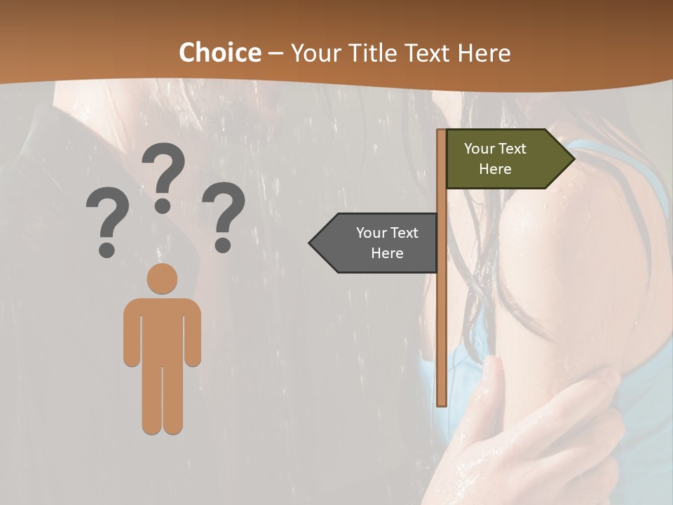 Couple Hugging In The Rain PowerPoint Template