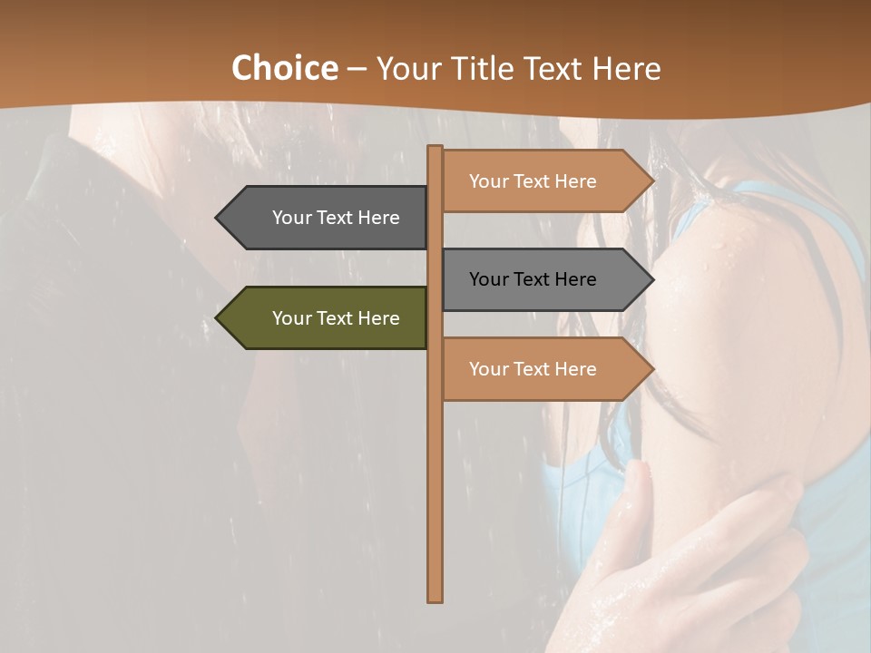 Couple Hugging In The Rain PowerPoint Template