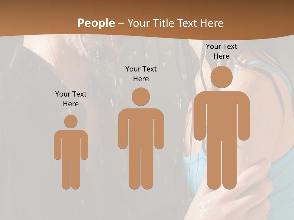 Couple Hugging In The Rain PowerPoint Template