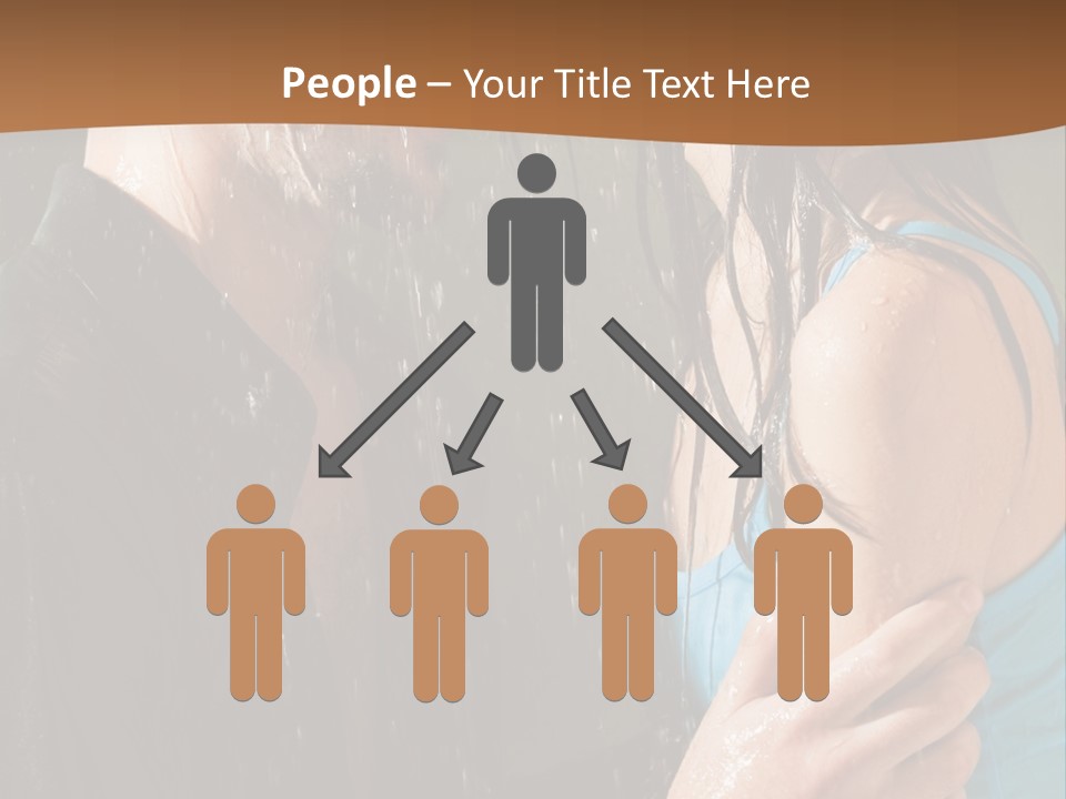 Couple Hugging In The Rain PowerPoint Template