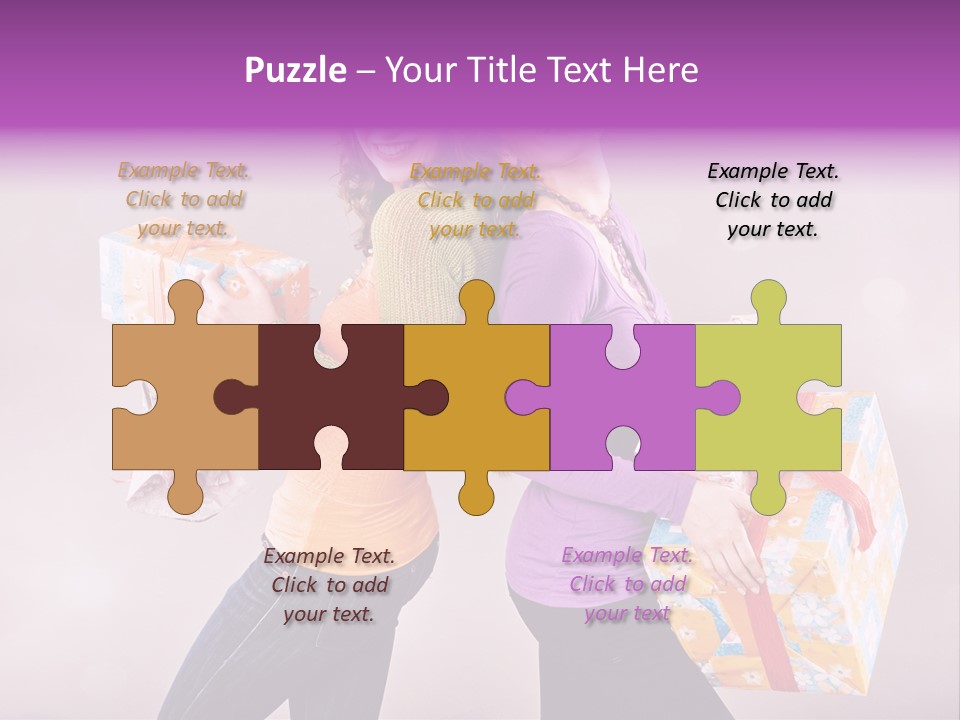 Shopaholic Colored Friends PowerPoint Template