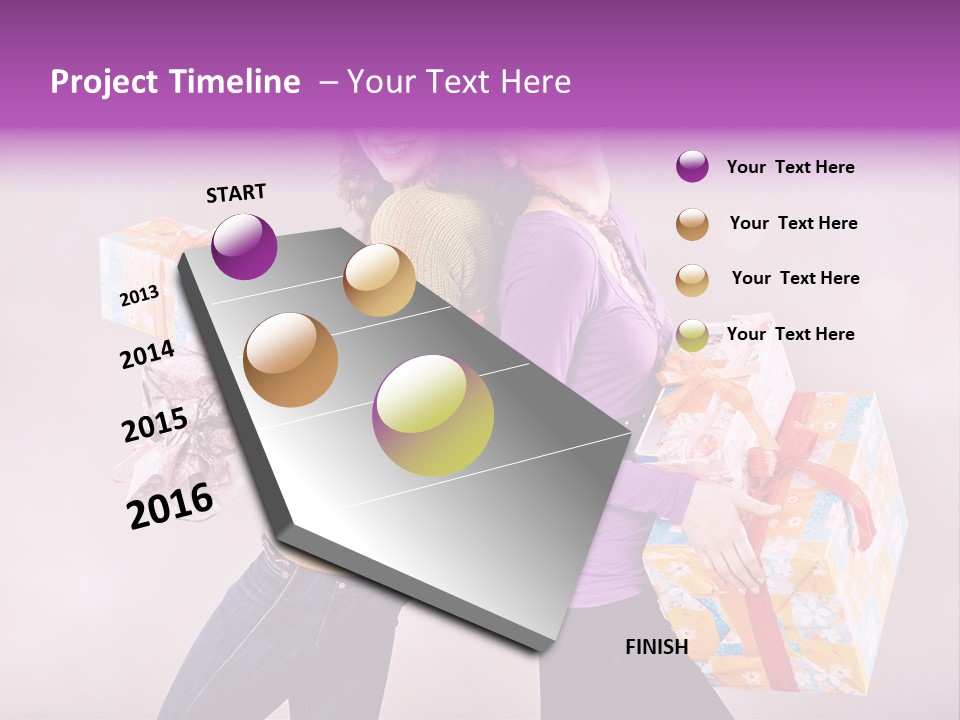 Shopaholic Colored Friends PowerPoint Template