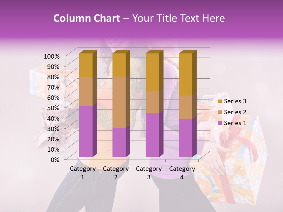 Shopaholic Colored Friends PowerPoint Template