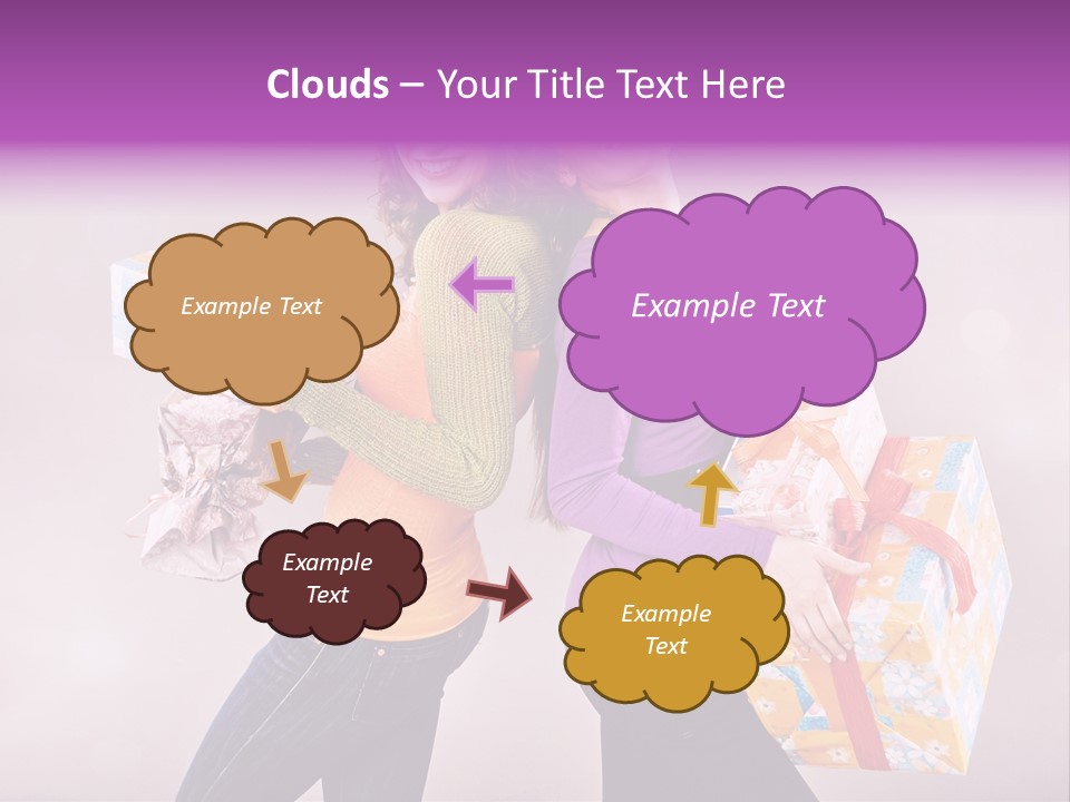 Shopaholic Colored Friends PowerPoint Template