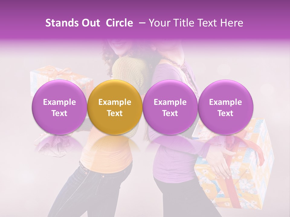 Shopaholic Colored Friends PowerPoint Template