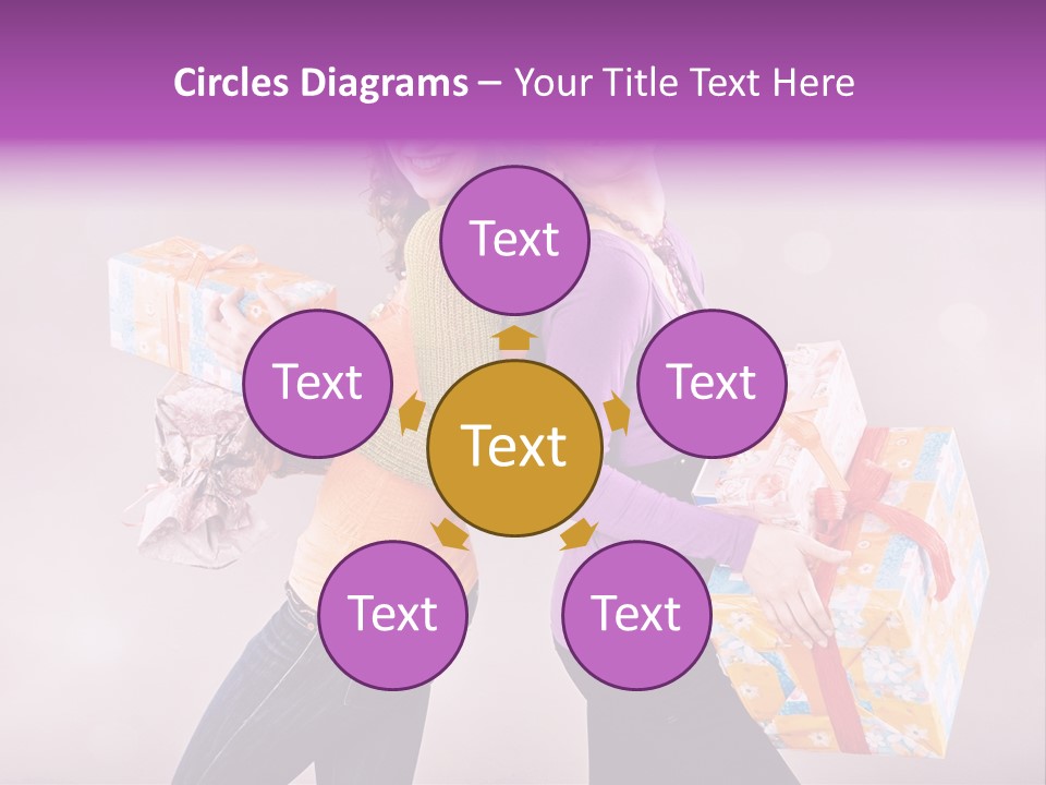 Shopaholic Colored Friends PowerPoint Template