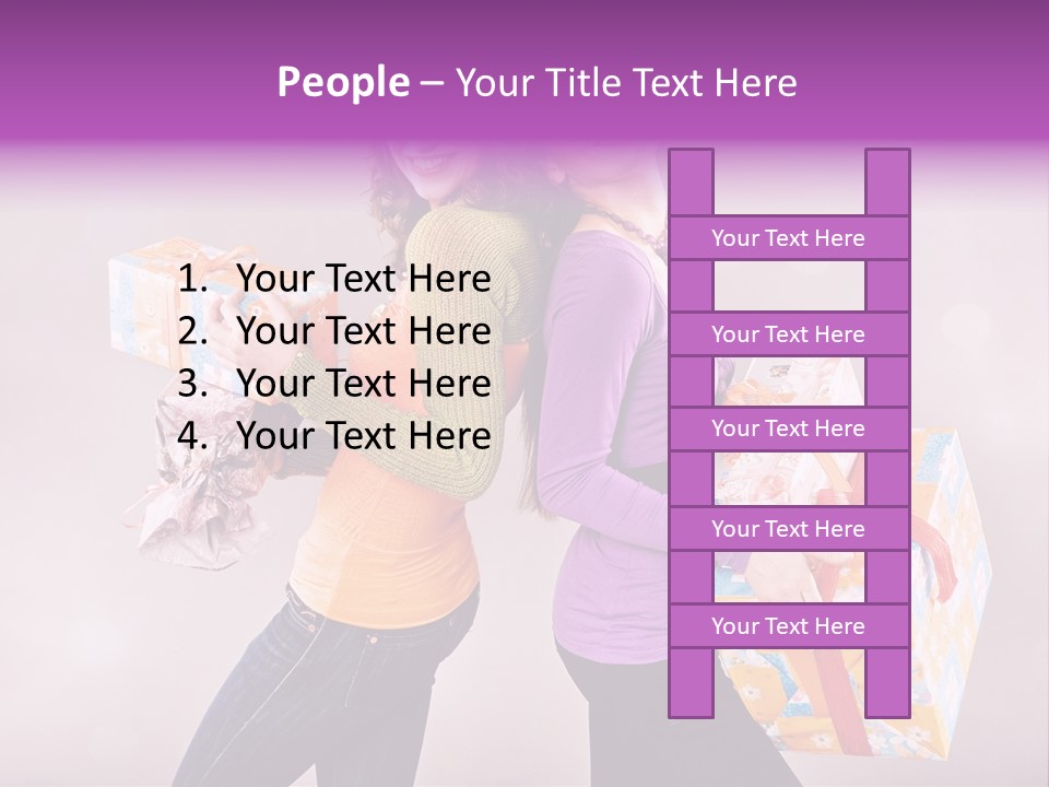 Shopaholic Colored Friends PowerPoint Template