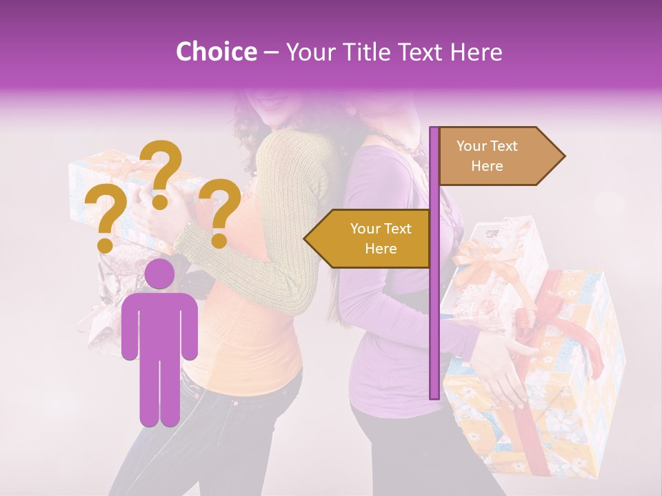 Shopaholic Colored Friends PowerPoint Template