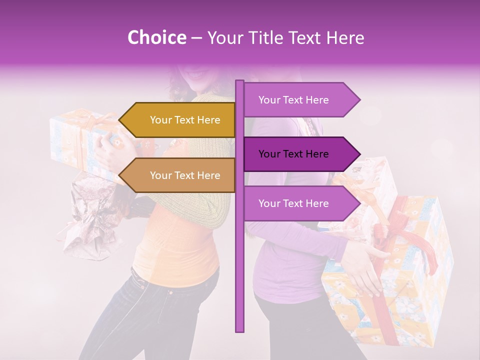 Shopaholic Colored Friends PowerPoint Template