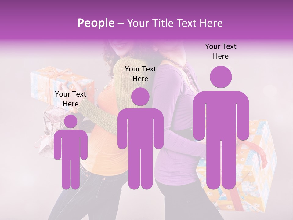 Shopaholic Colored Friends PowerPoint Template