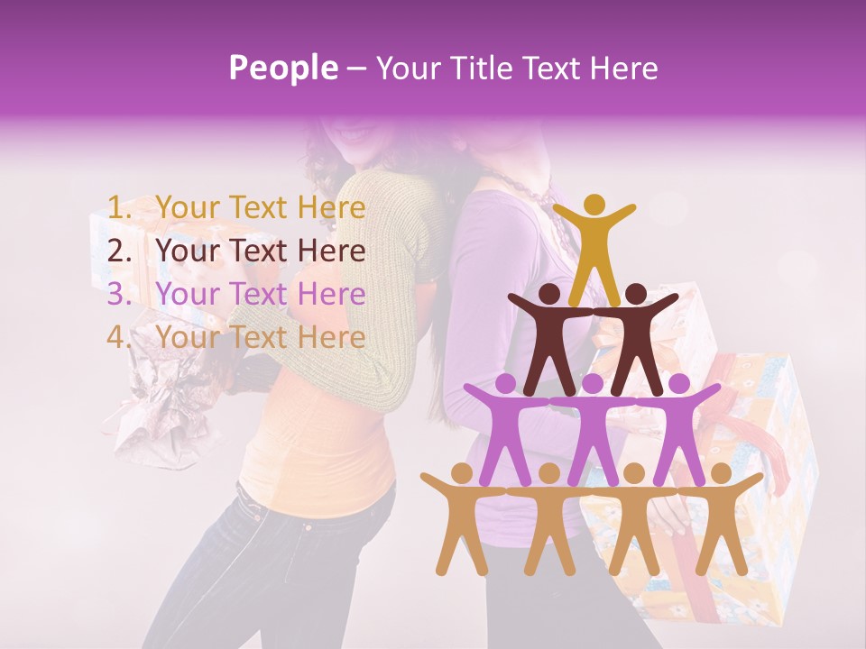 Shopaholic Colored Friends PowerPoint Template