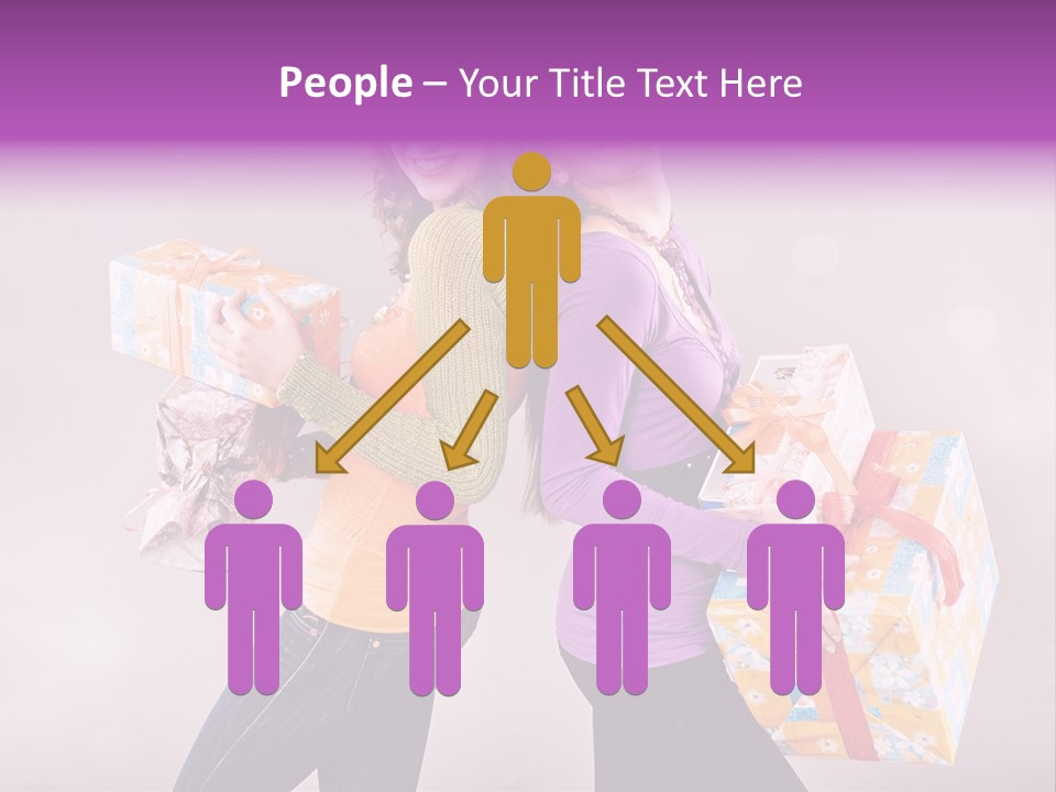 Shopaholic Colored Friends PowerPoint Template