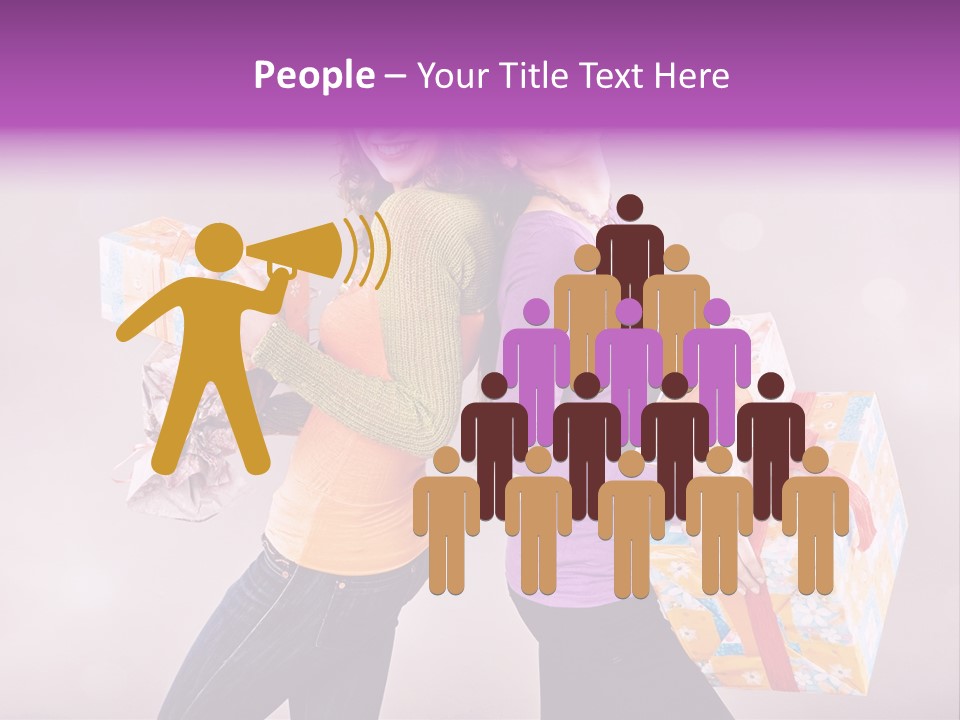 Shopaholic Colored Friends PowerPoint Template