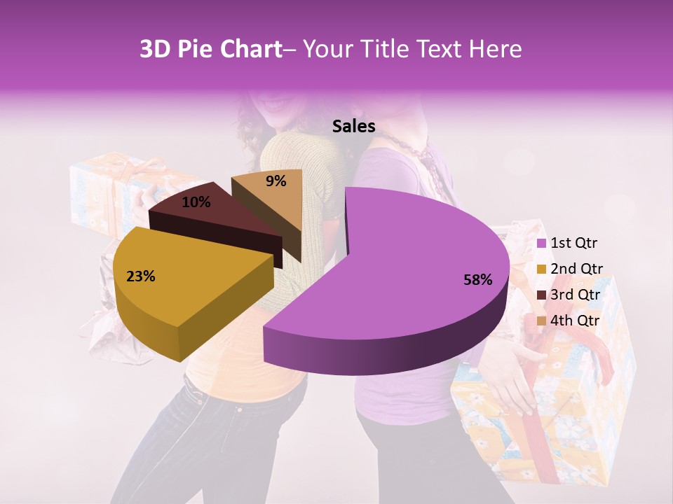 Shopaholic Colored Friends PowerPoint Template