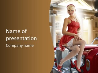 Pin Up Car Girls PowerPoint Template