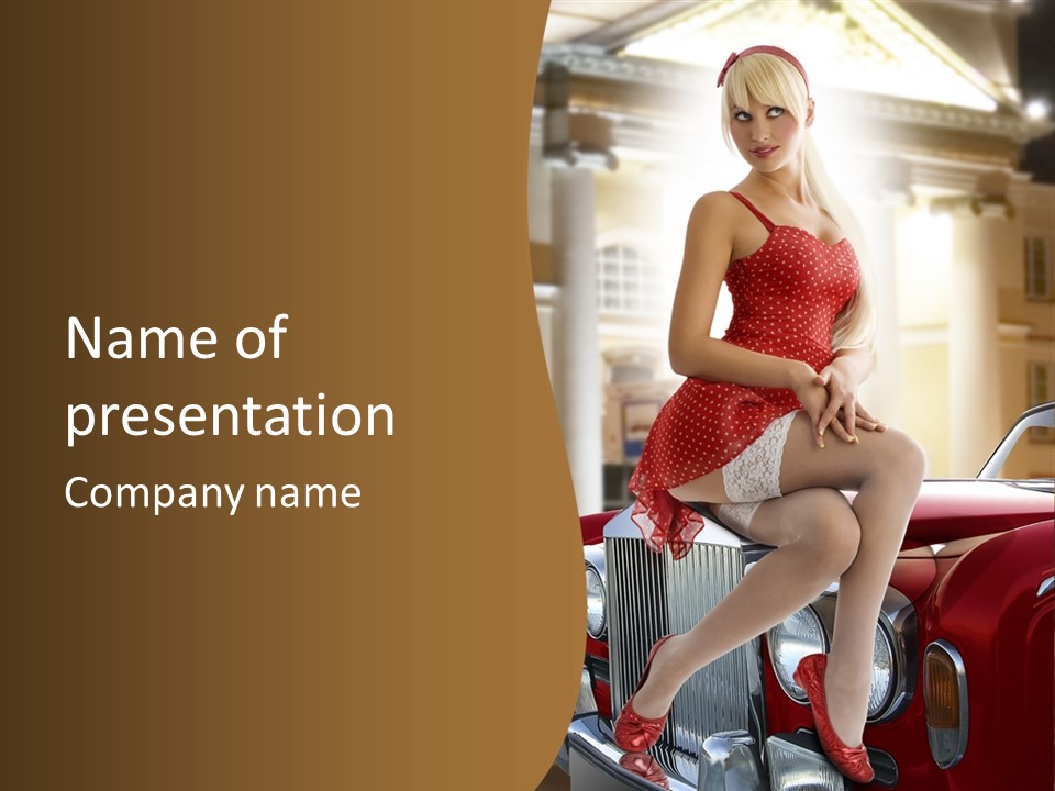 Pin Up Car Girls PowerPoint Template