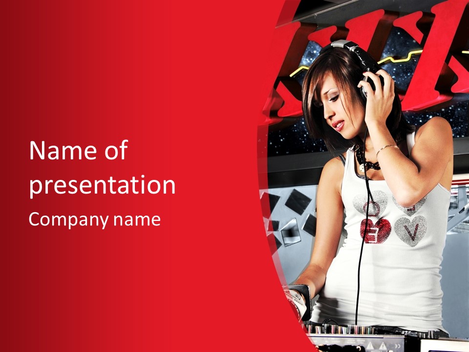 Girl Dj PowerPoint Template