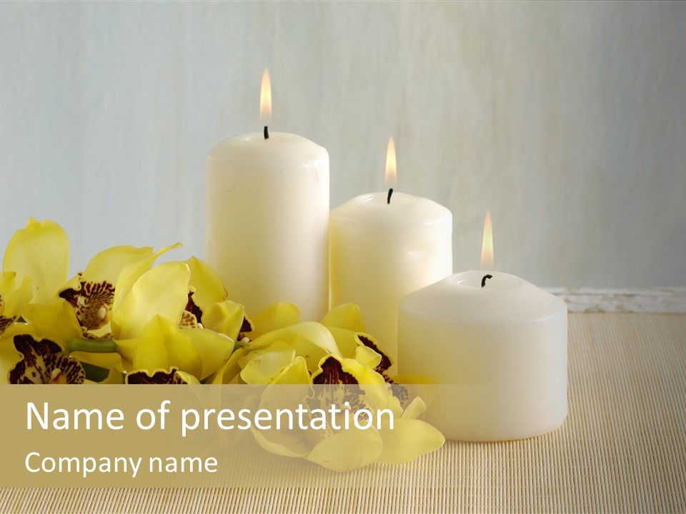 Flowers With Candles PowerPoint Template