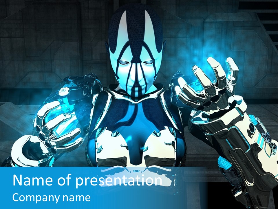 Female Cyborg PowerPoint Template