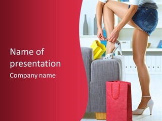 Woman Legs In Stocking PowerPoint Template