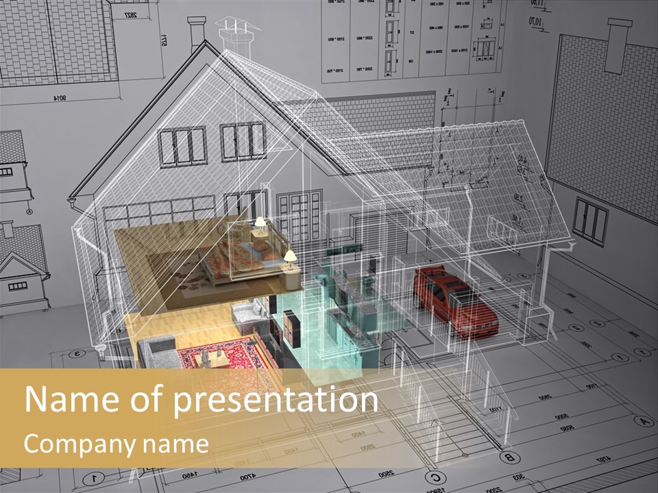 Isometric Drawing House PowerPoint Template