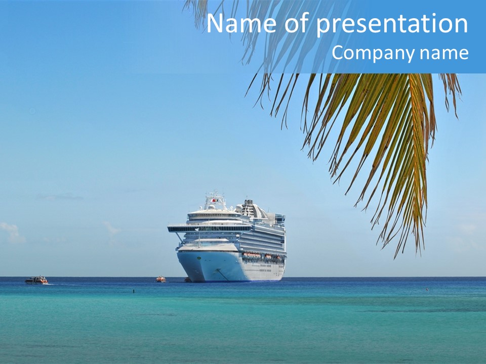 Palm Trees Cruise Ship PowerPoint Template