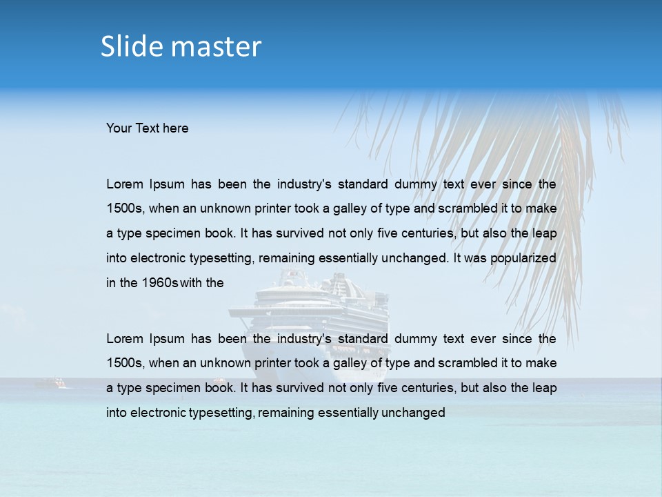 Palm Trees Cruise Ship PowerPoint Template