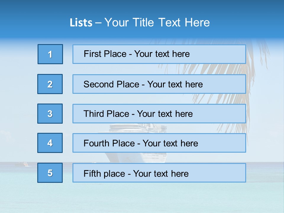 Palm Trees Cruise Ship PowerPoint Template