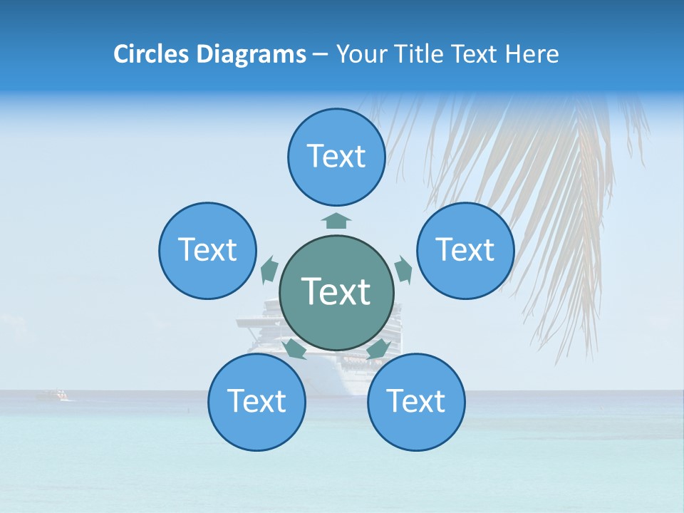 Palm Trees Cruise Ship PowerPoint Template