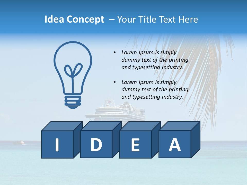 Palm Trees Cruise Ship PowerPoint Template