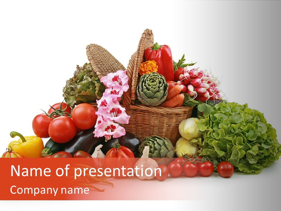 Basket Of Fruit And Vegetables PowerPoint Template