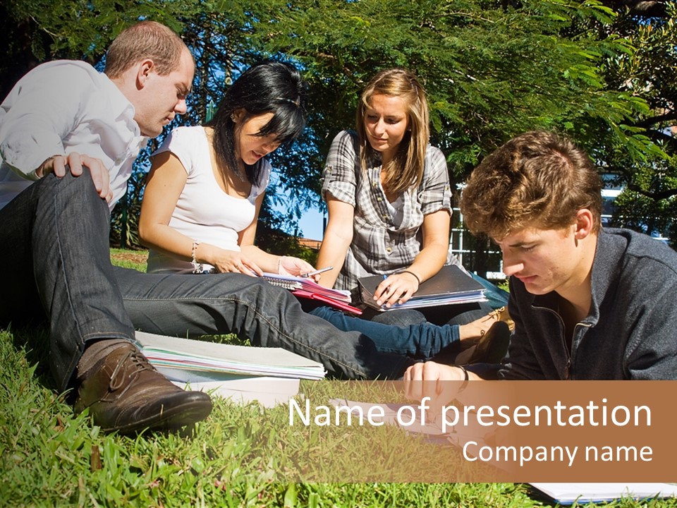 University Students Reading PowerPoint Template