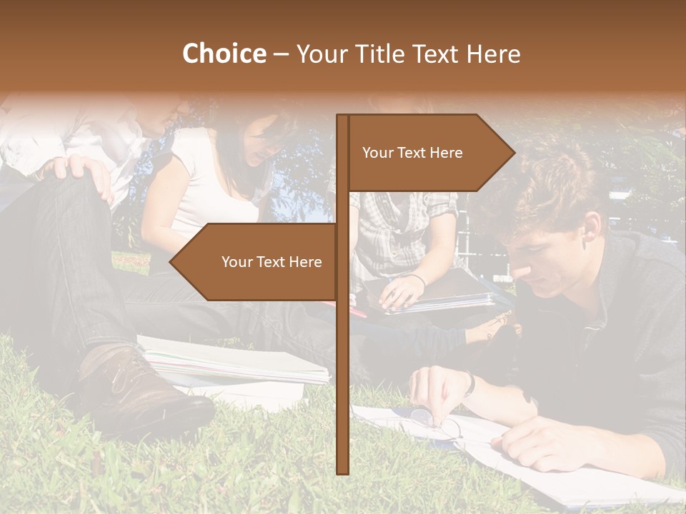 University Students Reading PowerPoint Template