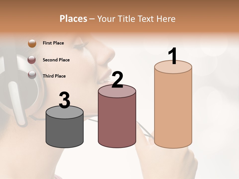 Girl With Headphones PowerPoint Template