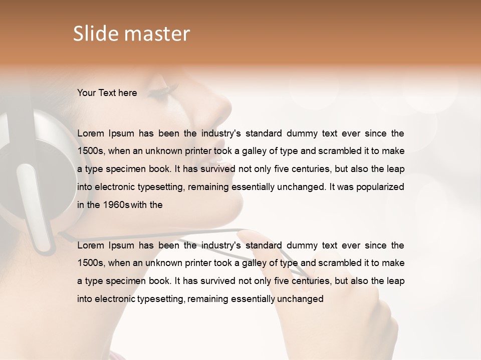 Girl With Headphones PowerPoint Template