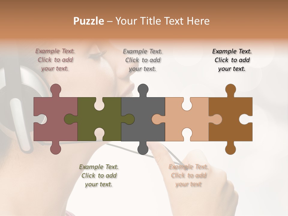 Girl With Headphones PowerPoint Template