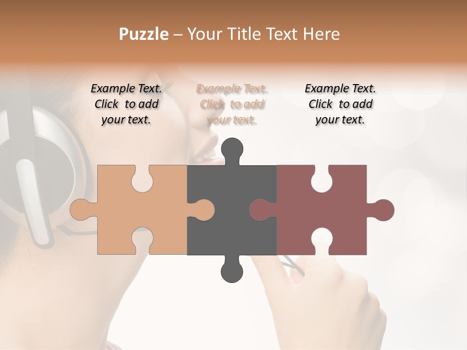 Girl With Headphones PowerPoint Template