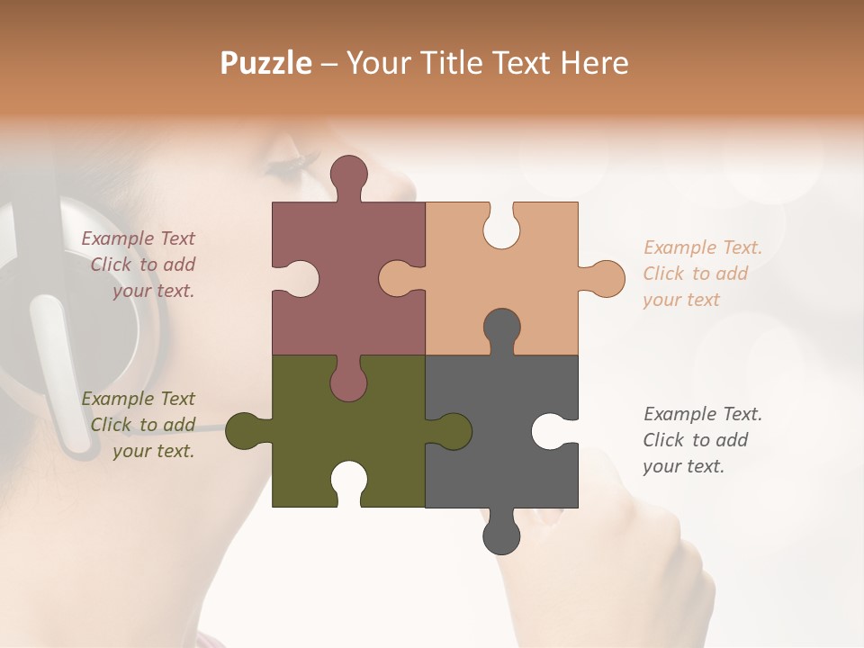 Girl With Headphones PowerPoint Template